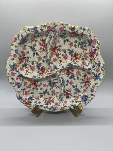 Vintage ROYAL WINTON Grimwades OLD COTTAGE CHINTZ Tray Divided Plate Dish 8.5x9