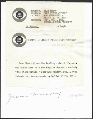 The Storm Within 1950S Original CBS TV Photo Jean Mowry 1950s Soap Opera 2