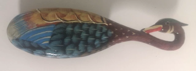 Vintage Wooden Pheasant Bird Shaped Hairbrush