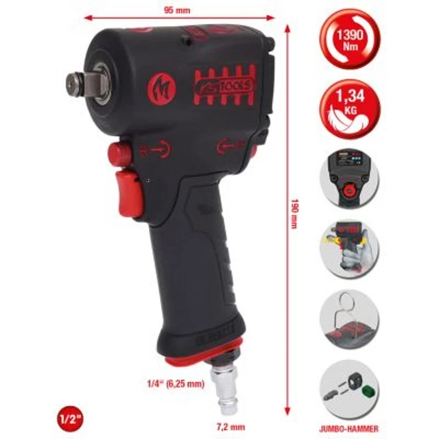 KS TOOLS avvitatore a percussione (aria compressa) 515.1270 alluminio M16