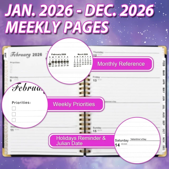 2026 MONTHLY & Weekly Planner from Jan 2026 - Dec 2026, 21.5 X 16 Cm ...