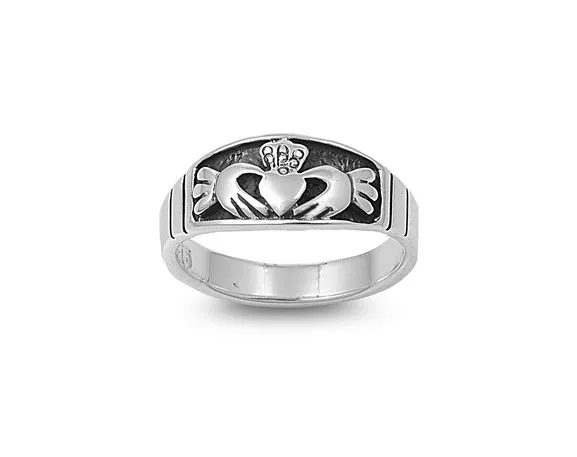 Unisex Sterling Silver .925 Celtic Claddagh 8MM Band Ring Size 4-9