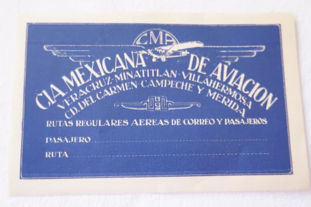 Cia Mexicana De Aviacion Air Lines Airline Luggage Label