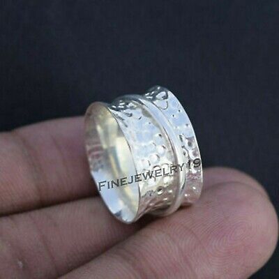 Solid 925 Sterling Silver Wide Band Spinner Ring Meditation Statement Ring GN259 2