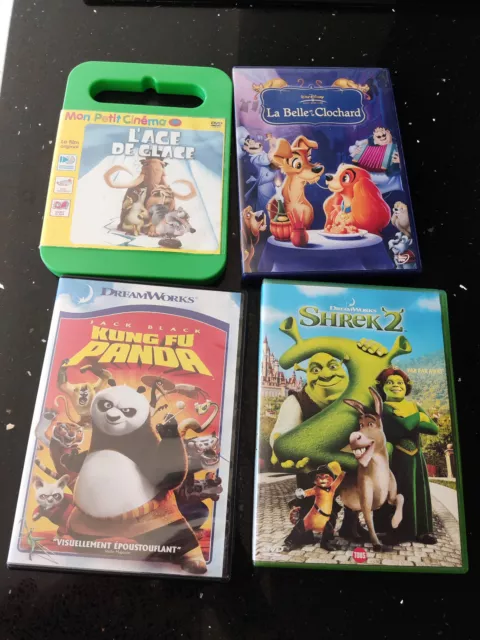 Lot de 4 DVD Originaux Films pour enfants Disney Dreamworks dessins animés
