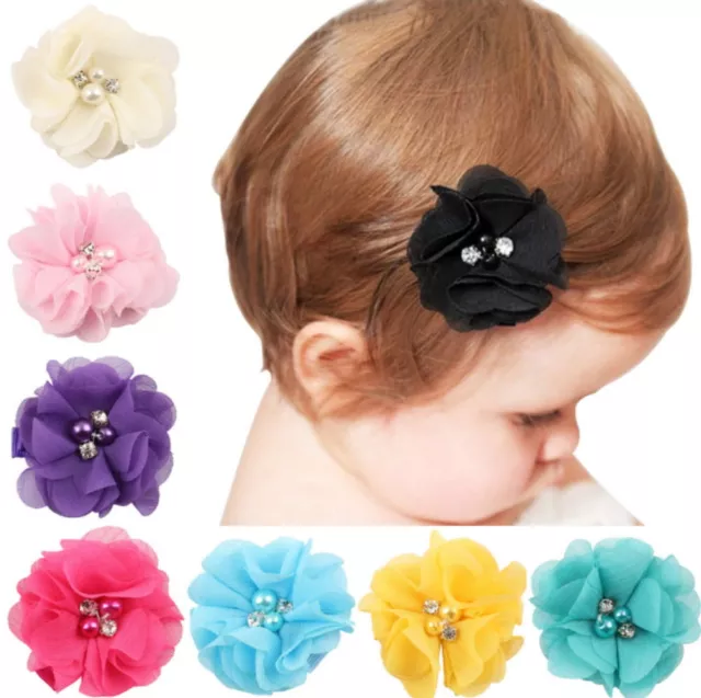 8-Piece Grosgrain Ribbon Hair Bows for Baby Girls - Boutique Alligator Clip Set