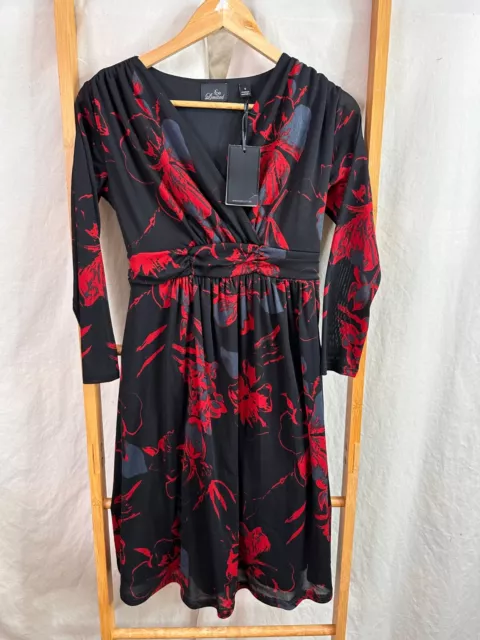 Ripe Limited Dress Womens Small Black & Red Floral Long Sleeve Maternity Wear