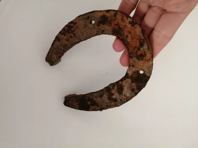 Vintage antique Romanian rusty iron lucky horseshoe, horse shoe rust handmade