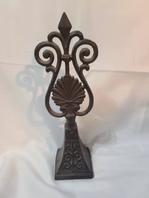 Antique Fence Finial topper 14" tall with fleur de lis and fan