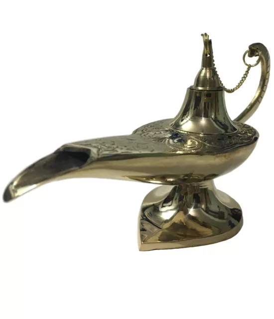 VINTAGE ANTIQUE ETCHED Brass Genie Ornate Aladdin Lamp Incense Burner India  4 $23.00 - PicClick