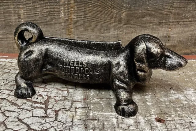 WELLS FARGO & Co. EXPRESS Cast Iron Dachsund Dog Boot Scraper / Door Stop