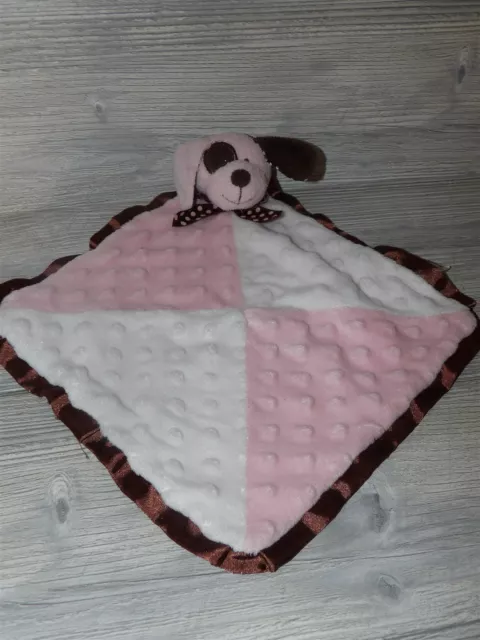 Baby Ganz Pink Brown Plush PUPPY DOG Minky Blanket Lovey CHOCOLATE DROPS (3b)