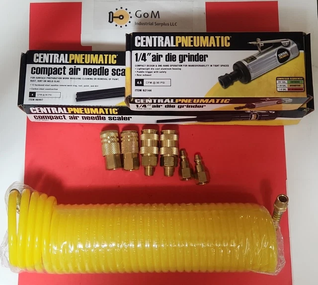 Needle Gun Grinder die Grinder set W Hose And COUPLERS! SOLID BRASS