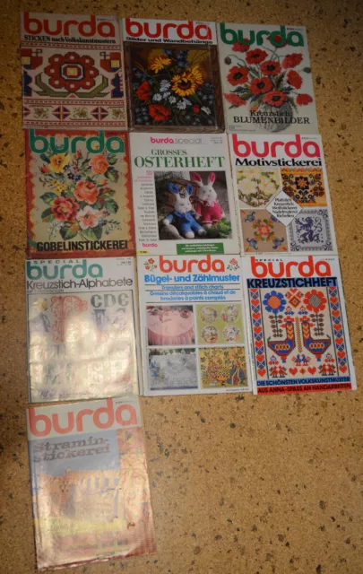 Konvolut an Burda Heften mit zahlreichen Vorlagen und Schnittmustern