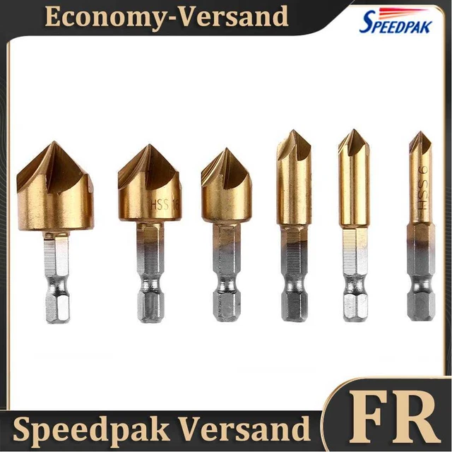 6pcs 90 Degree HSS Countersink Chamfering Countersink Chamfer Drill Bit Hot