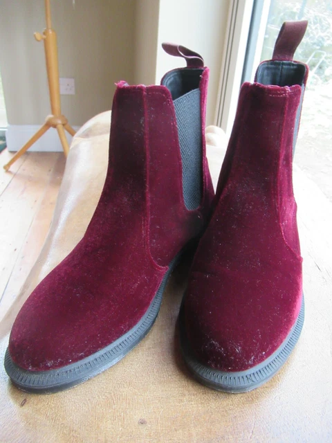 BOTTES DR MARTENS Flora velours rouge Chelsea non port es taille 4