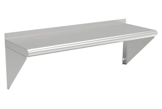 Stainless Steel Shelf 12 x 48” 300 lb Commercial Wall Mount Floating Shelf