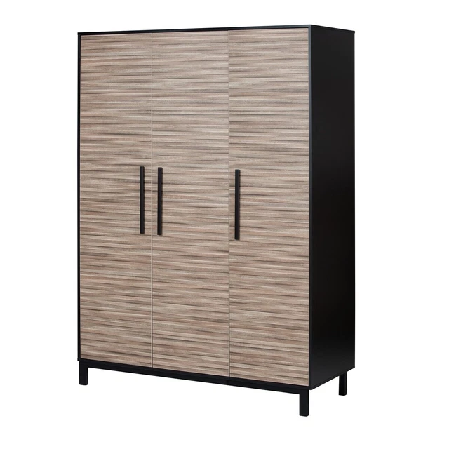 Schardt Chester Schrank 3 Türen Dekor Chester/Schwarz 194x135x53 cm TOP