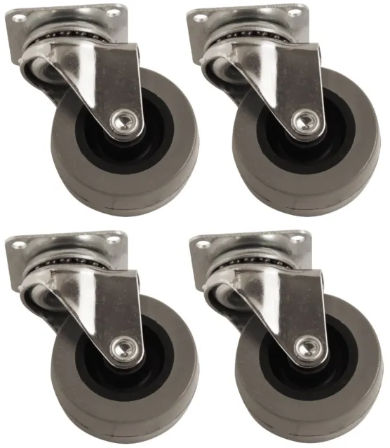 4 x Heavy Duty 50mm Swivel Castor Wheels Trolley Furniture Caster Black No Brake