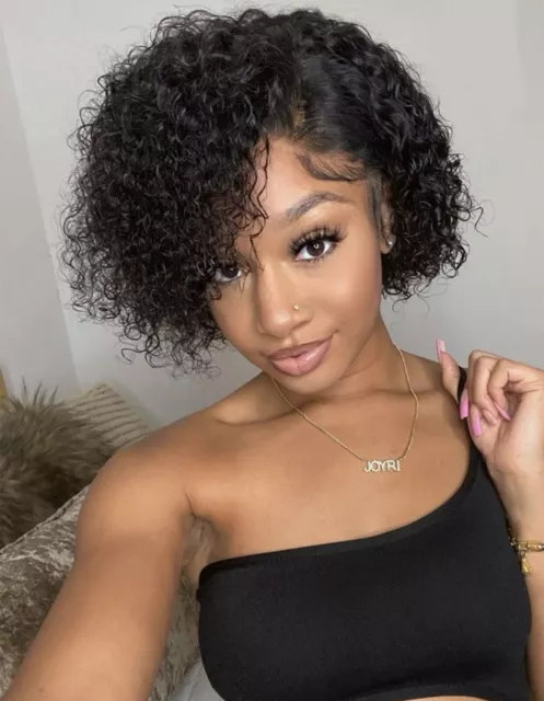 Perruque Afro Femme Perruque Bresilienne Courte Perruque Afro Femme  Naturelle avec Kinky Bouclée 100% Perruque Cheveux Humain