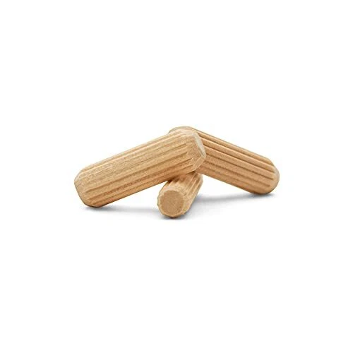 Wooden Dowel Pins 1 x 1/4 Inch, Pack of 300 Fluted Dowel Joints for