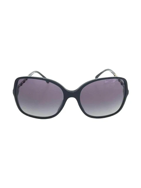 CHANEL #247 Sunglasses Plastic black gray Women's