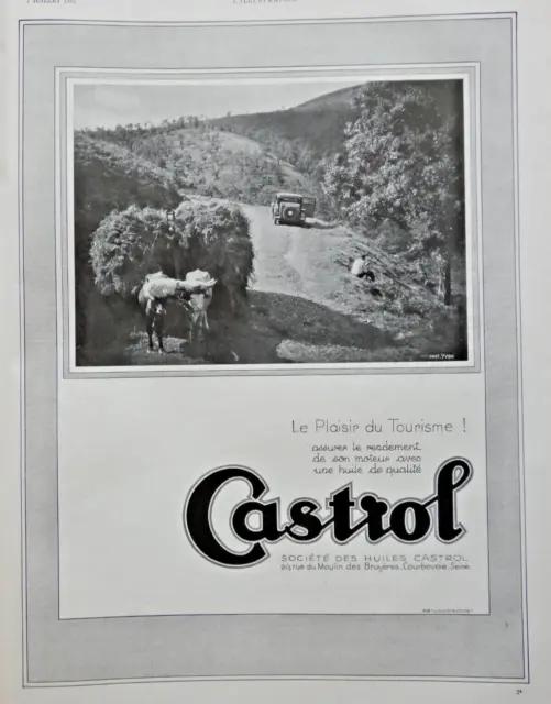 1934 Press Advertisement Quality Oil Castrol The Pleasure Of Tourism