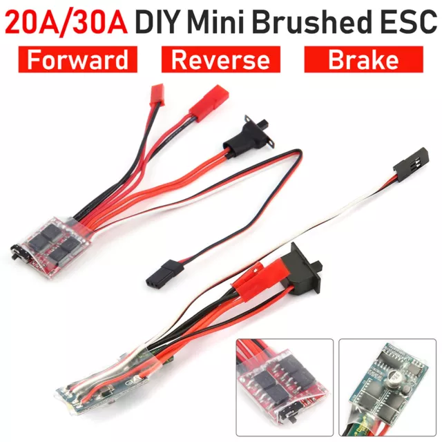 Micro 20A 30A Brushed / Brake ESC 2S for 1/16 1/18 1/24 RC Car Boat Tank DIY