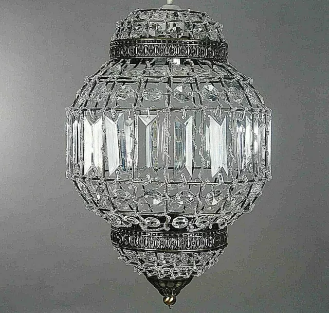 Moroccan Style Antique Brass K9 Crystal Chandelier Ceiling Light Shade Pendant