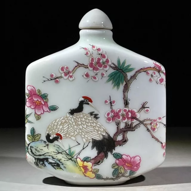 Collectible Porcelain Snuff Bottle Flower Bird Painting China Snuff Bott Gift