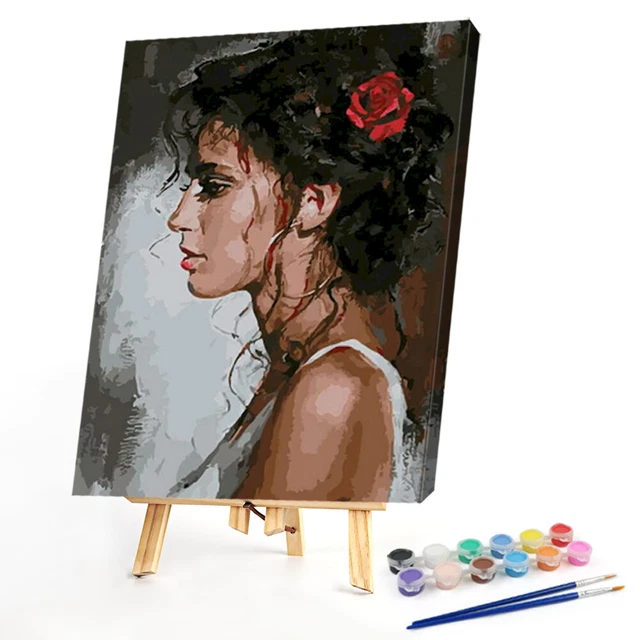 Kit de pintura al óleo para niñas por números hágalo usted mismo pintura acrílica sobre lienzo dibujo sin marco