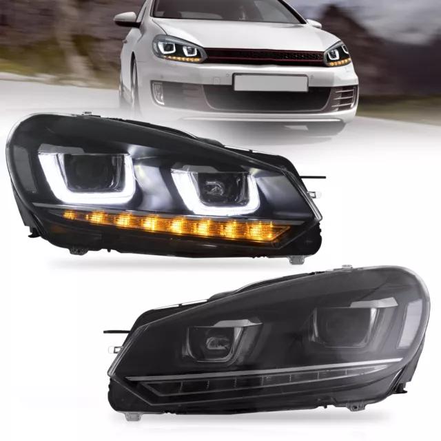 VLAND LED DRL Phares pour VW Golf 6 MK6 VI GTD 2010-2014 feux avant séquentiel *