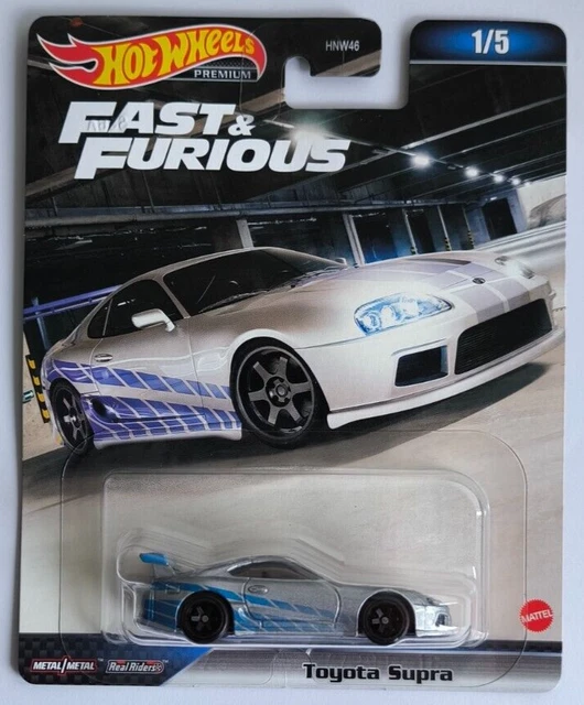 Voiture Miniature Hot Wheels Toyota Supra Fast & Furious Premium - 1:64, Argentée, Neuve Sous Blister
