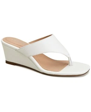 Alfani Step 'N Flex Andersonn Thong Wedge Sandals, white leather, Size 9.5