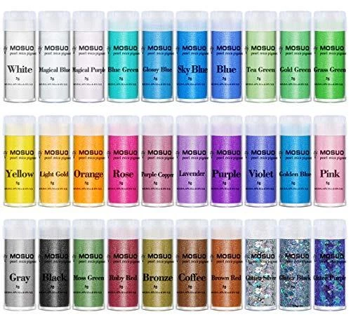 Pigmentos en polvo de mica, 30 colores jabón tinte brillo pigmento de resina epoxi