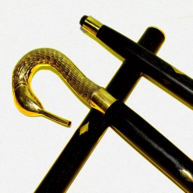 Wooden Walking Cane Stick | Beautiful brass leaf carved handle old design cane f