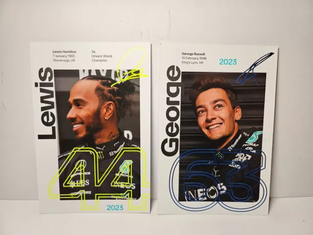 RARE Lewis Hamilton George Russell Mercedes AMG F1 Team Official Driver Cards