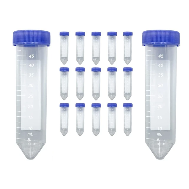 50x Nagoyuki Zentrifugenröhrchen 50 Ml – Selbststehend, Steril, Mit Schraubverschluss, Transparent Mit Blauem Deckel
