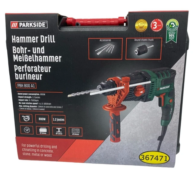 PARKSIDE DRILL AND Chisel Hammer PBH 800 A1 SDSPlus System Drill Case
