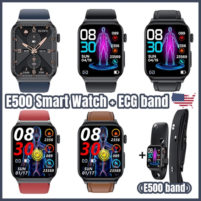 E500 BLOOD GLUCOSE Smart Watch ECG Monitoring Blood Pressure Fitness
