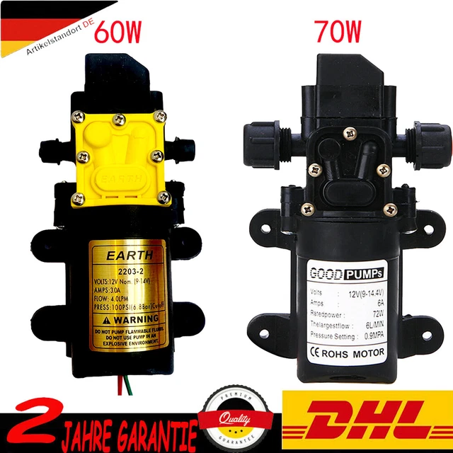 12v Wasserpumpe Selbstansaugende Pumpe 60/70W Hochdruckpumpe Membranpumpe Yacht