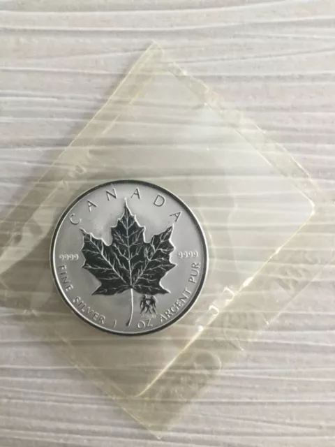 2004 Privy Gemini 1 Oz. Pure 9999 Silver Maple Leaf Coin Only 5,000 Made W/Coa!