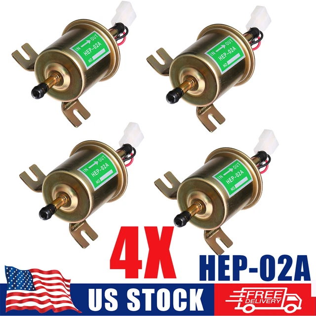 4 Universal Electric Fuel Pump HEP-02A 4-7PSI 12V Inline Low Pressure Gas Diesel