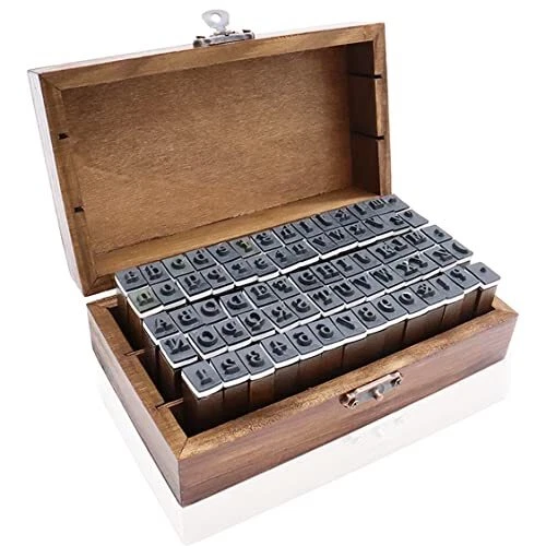70Pcs Wooden Rubber Alphabet Letter Number Stamps, Stamper Seal Set