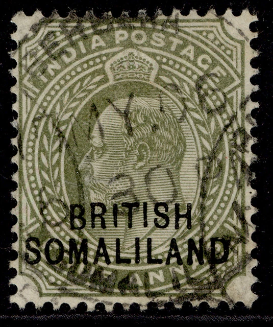 SOMALILAND PROTECTORATE EDVII SG29, 4a olive, FINE USED. CDS