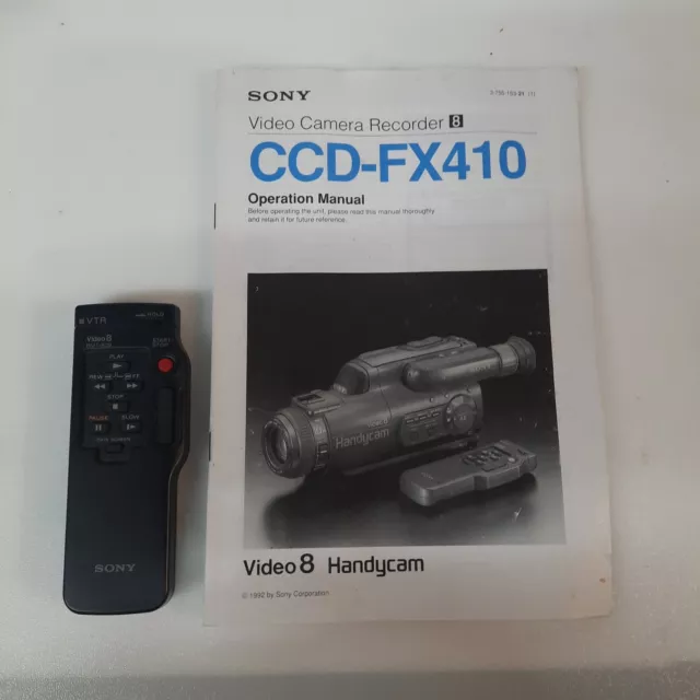 Sony CCD-FX410 Video-8 Handycam Video Camcorder Manual and Remote