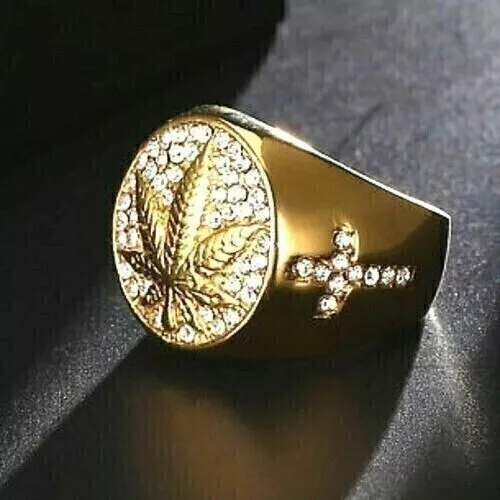 Round Cut Simulated Diamond Engagement Cluster leaf Ring 14K Yellow Gold Plated 2