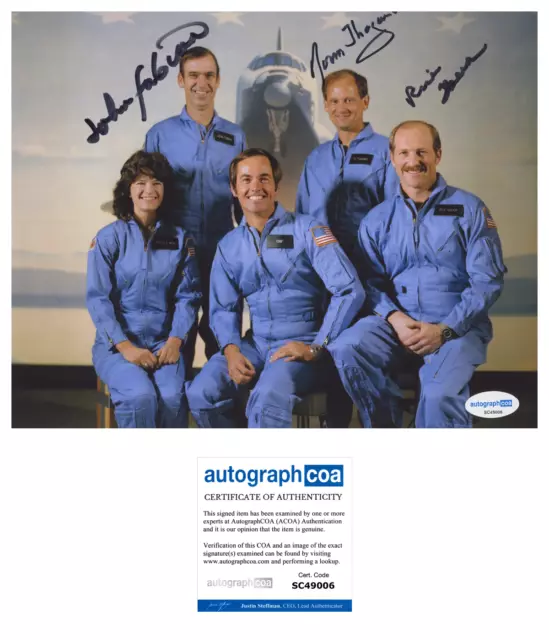 Norm Thagard John Fabian Rick Hauck Signed 8X10 Photo Nasa Astronaut Sts-7 Acoa