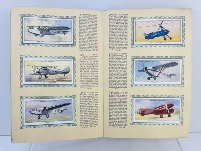 Vtg 1936 John Player Cigarette Cards Album Of  Aeroplanes ( Civil ) Complete Set