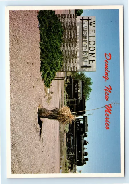 Southern Pacific Train 1221 Welcome Sign Deming NM Postcard